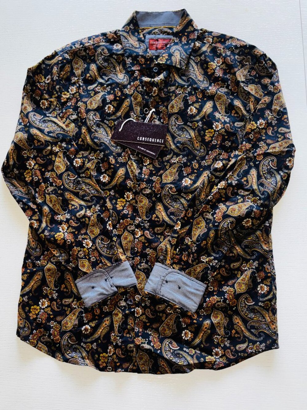 Consequence Mens Paisley Print Shirt - NWT- Size M